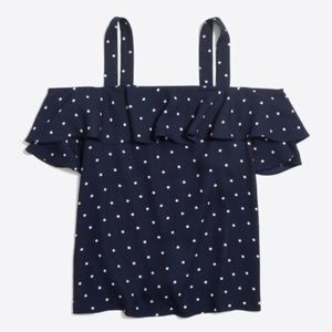 NWT J.Crew Women's Printed cold-shoulder Polka Dot Tank Top SIZE 0 H5389 BE